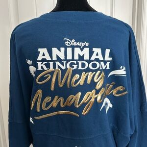 Disney Animal Kingdom Blue and Gold Crewneck long sleeve shirt.